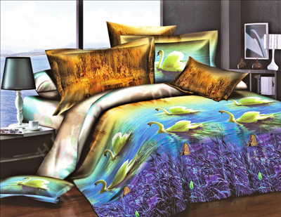 50% OFF on Dexim Polyester Silk Blend Floral Double Bedsheet Bed Sheet With Two Pillow Cover, Multicolor