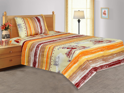 20% OFF on Salona Bichona Cotton Floral Single Bedsheet 1 Single Bedsheet, 1 Pillow Cover, Brown