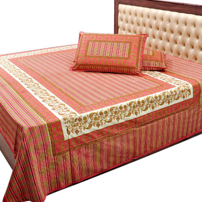 28% OFF on Jaipur Raga Cotton Floral Double King Bedsheet