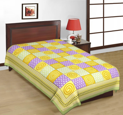 65% OFF on Kismat Collection Cotton Printed Single Bedsheet 1 Bedsheet, Green