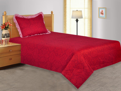 20% OFF on Salona Bichona Satin Abstract Single Bedsheet 1 Single Bedsheet, 1 Pillow Cover, Red
