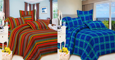 58% OFF on Carah Polyester Printed Double Bedsheet 2 Bedsheet, 4 Pillow Covers, Multicolor