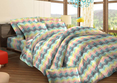 31% OFF on Bombay Dyeing Cotton Geometric Double Bedsheet 1Double Bedsheet, 2Pillow Cover, Yellow, Pink, Black