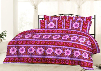 4% OFF on Bombay Dyeing Polycotton Printed Single Bedsheet 2 Pillow covers, 1 Bedsheet, Red