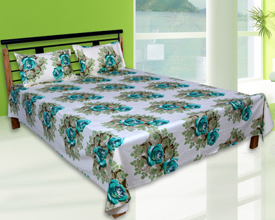 65% OFF on Urban Style Cotton Floral Double Bedsheet 1 Bedsheet, 2 Pillow cover, Multicolor