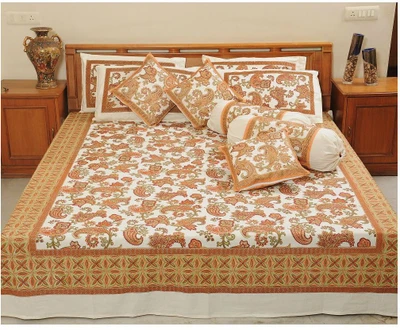 53% OFF on Heritagefabs Cotton Printed Double Bedsheet