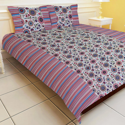 19% OFF on Morning Blossom Cotton Printed Double Bedsheet