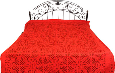 15% OFF on Exotic India Cotton Floral Double Bedsheet 1 Bedsheet, Red