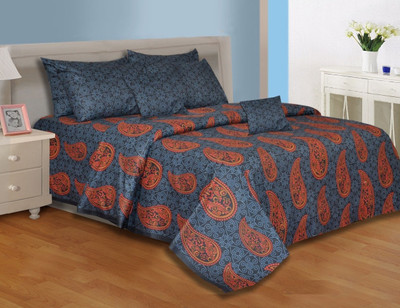 28% OFF on Salona Bichona Cotton Single Bedsheet 1 Single Bedsheet, 1 Pillow cover, Blue