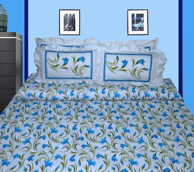 10% OFF on Petals Cotton, Satin Floral Double Bedsheet