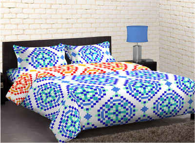 Home Expression USA Polycotton Printed Single Bedsheet 1 Single Bedsheet, 1 Pillow Cover, Blue||White Home Expression USA Polycotton Printed Single Bedsheet 1 Single Bedsheet, 1 Pillow Cover, Blue||White