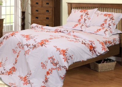 25% OFF on Mark Home Cotton Printed Double Bedsheet Orange