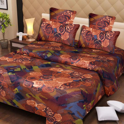 65% OFF on Home Elite Cotton Printed Queen Bedsheet 1 Bedsheet, 2 Pillow Covers, Multicolor