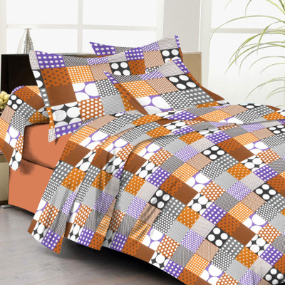 61% OFF on Lali Prints Cotton Floral Double Bedsheet 1 Bedsheet, 2 Pillow Covers, Brown