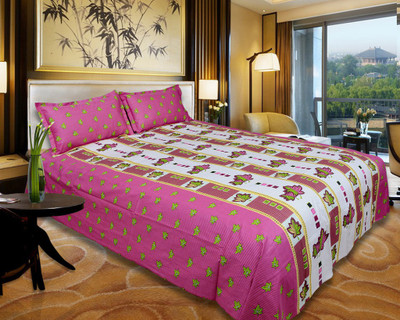 65% OFF on Urban Style Cotton Abstract Double Bedsheet 1 Bedsheet, 2 Pillow Covers, Multicolor