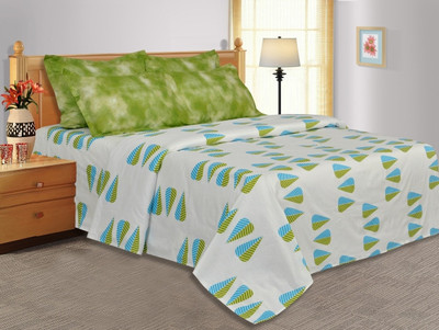 33% OFF on Salona Bichona Cotton Floral Double Bedsheet 1 Bedsheet, 2 Pillow Covers, White