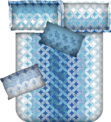 Bianca Cotton Abstract Double Bedsheet 1 Bedsheet, 2 Pillow Covers, Multicolor