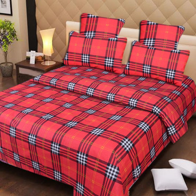 67% OFF on Home Elite Cotton Checkered Double Bedsheet 1 Bedsheet, 2 Pillow Cover, Multicolor