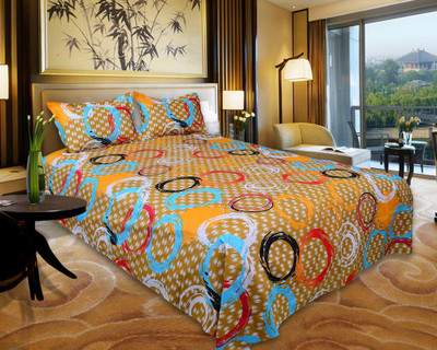 65% OFF on Floor Fashion Cotton Abstract Double Bedsheet 1 Double Bedsheet, 2 Pillow Covers, Multicolor