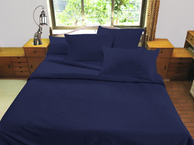 50% OFF on Hemlines Satin Solid Double Bedsheet 1Bedsheet, 2 Pillow Covers, Dark Blue