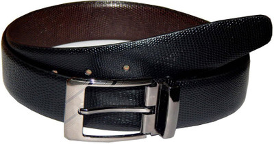 47% OFF on Navaksha Men Formal Black Genuine Leather Reversible Belt Black