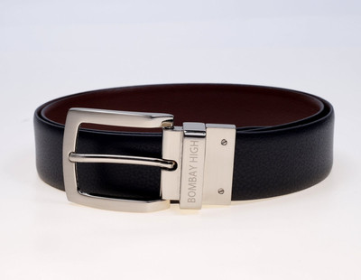 50% OFF on Bombay High Men Formal Black Genuine Leather Reversible Belt BLK