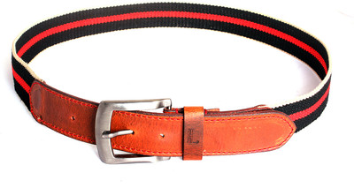 44% OFF on Ligans NY Men, Women Casual Red, Black Genuine Leather, Canvas Belt Multicolor