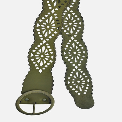 20% OFF on Antiformal Women Casual, Evening, Party Green Genuine Leather, Metal Reversible Belt Olive Green_13