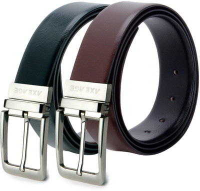 53% OFF on AXEAGE Men Formal Black, Brown Genuine Leather Reversible Belt Black & Brown