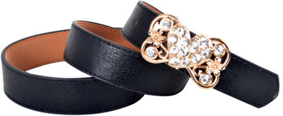 60% OFF on Vivaa Women Casual Black Artificial Leather Belt Black