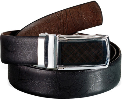 20% OFF on Aapno Rajasthan Men Casual Black Artificial Leather Reversible Belt Black-02