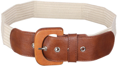 20% OFF on Khoobsurati Women Casual White Artificial Leather, Fabric Belt Cream