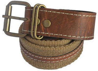 Renz Men Casual Brown Canvas Belt Brown 3