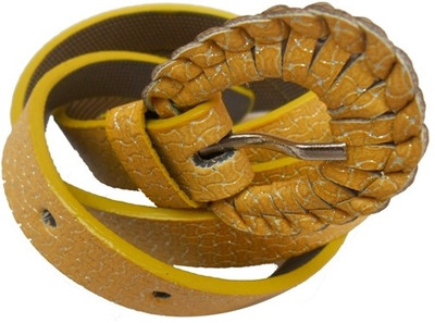 74% OFF on D&D Girls Casual Yellow Artificial Leather Belt Yellow-09
