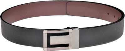 66% OFF on Scarleti Men Casual Black Genuine Leather Reversible Belt Black