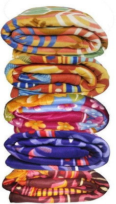 Peponi Floral Double Blanket Multicolor Fleece Blanket, Peponi Set Of 5 Printed Fleece Blanket