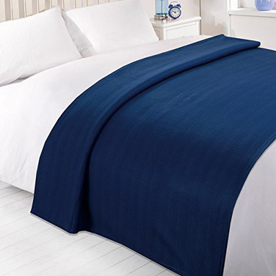 K Decor Plain Double Blanket Blue Fleece Blanket, 3 Double Bed Fleece Ac Blanket