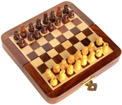28% OFF on StonKraft 7 inch Collectible Wooden Folding Chess Set, Wooden Magnetic Pieces Board Game