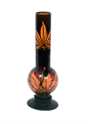 16% OFF on India Bongs Black and Brown Single Bubble Leaf Print Acrylic Bong 16% OFF on India Bongs Black and Brown Single Bubble Leaf Print Acrylic Bong