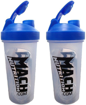 Mach Nutrition PP5PP5 650 Ml Shaker, Bottle, Sipper (Pack Of 2, Transparent, Blue Cap)