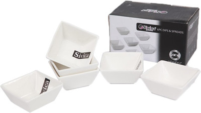 5% OFF on Sivica Sqaure Dips DWP3021 Porcelain Bowl Set White, Pack of 6