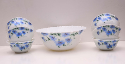 Larah Fluted Acis 7Pc Pudding set Bowl Set White, Pack of 7 Larah Fluted Acis 7Pc Pudding set Bowl Set White, Pack of 7