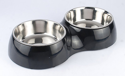 Heureux Diva Double Diner Stainless Steel Bowl Black, Pack of 1 Heureux Diva Double Diner Stainless Steel Bowl Black, Pack of 1