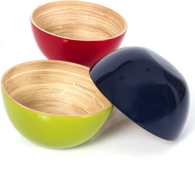 Cherrytin Trio of Bamboo Bowl Set Red, Blue, Green, Beige, Pack of 3 Cherrytin Trio of Bamboo Bowl Set Red, Blue, Green, Beige, Pack of 3