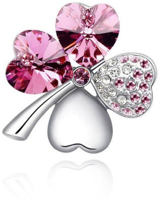41% OFF on Crunchy Fashion Valentine Special Pink Clover Brooch Pink, Silver