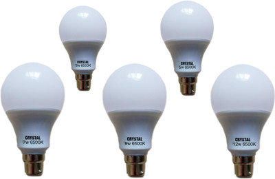 48% OFF on Crystal 12 W, 9 W, 7 W, 5 W, 3 W LED Bulb White, Pack of 5