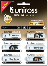 Uniross Ultra High Power Alkaline Buy 5 Get 1 Free Camera Battery Charger (Hybrio)