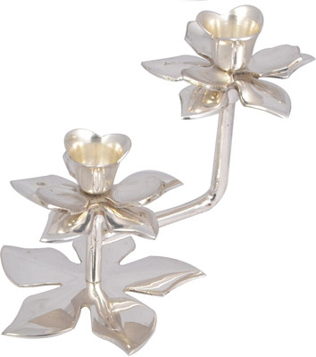 Metallic Kreationz Brass 2 - Cup Candle Holder Silver, Pack of 1 Metallic Kreationz Brass 2 - Cup Candle Holder Silver, Pack of 1