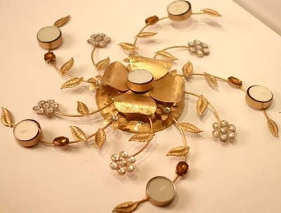 31% OFF on Wink Six T-Light Holder With Crystal Cast Iron 6 - Cup Tealight Holder Gold, Pack of 1