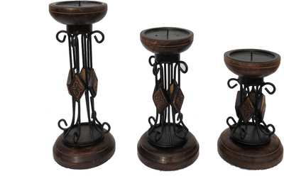 33% OFF on Pindia Wooden, Iron 3 - Cup Candle Holder Set Brown, Black, Pack of 3 33% OFF on Pindia Wooden, Iron 3 - Cup Candle Holder Set Brown, Black, Pack of 3